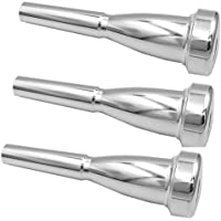 Missmore - 3 boquillas para trompeta (3C- 5C- 7C)- color plateado- para Bach